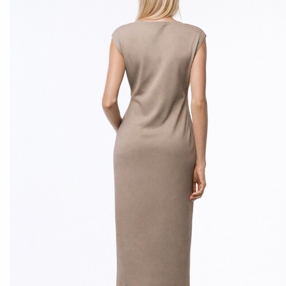 Zara Beige Asymmetrical Wrap Dress Size Medium NWT - Picture 2 of 7